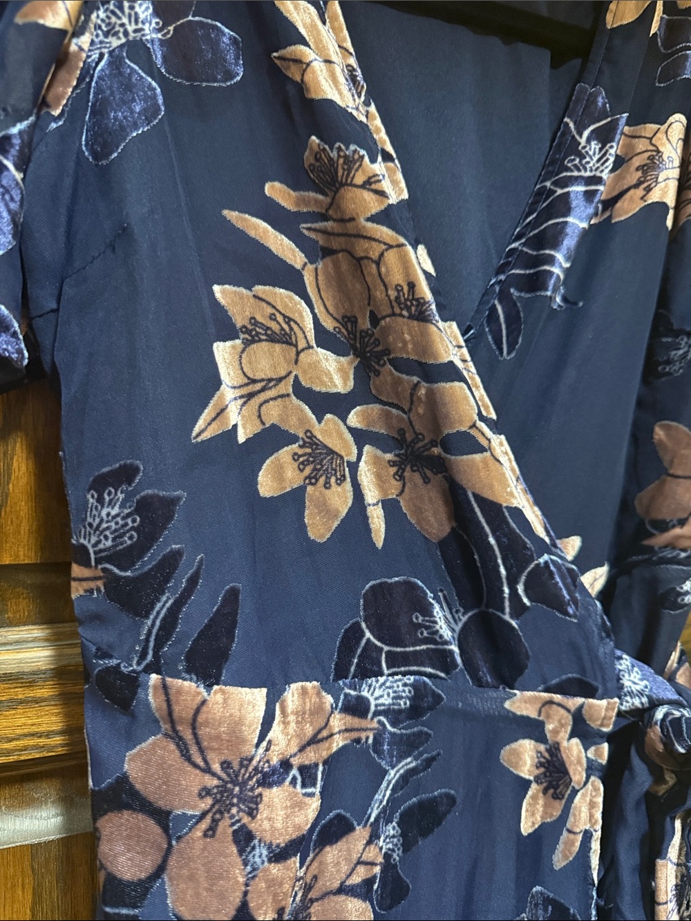 Lulus Navy Burnout Floral Wrap High Low Midi Dress NWT Small - Picture 4 of 8